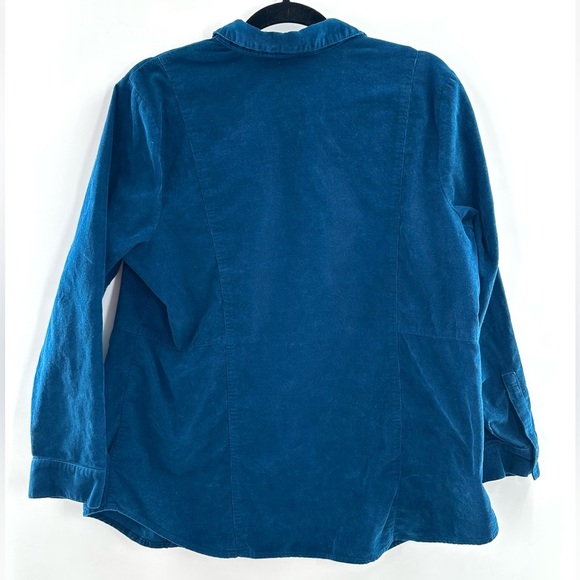 J. Jill Blue Corduroy Long Sleeve Button Down Shirt - Picture 2 of 4
